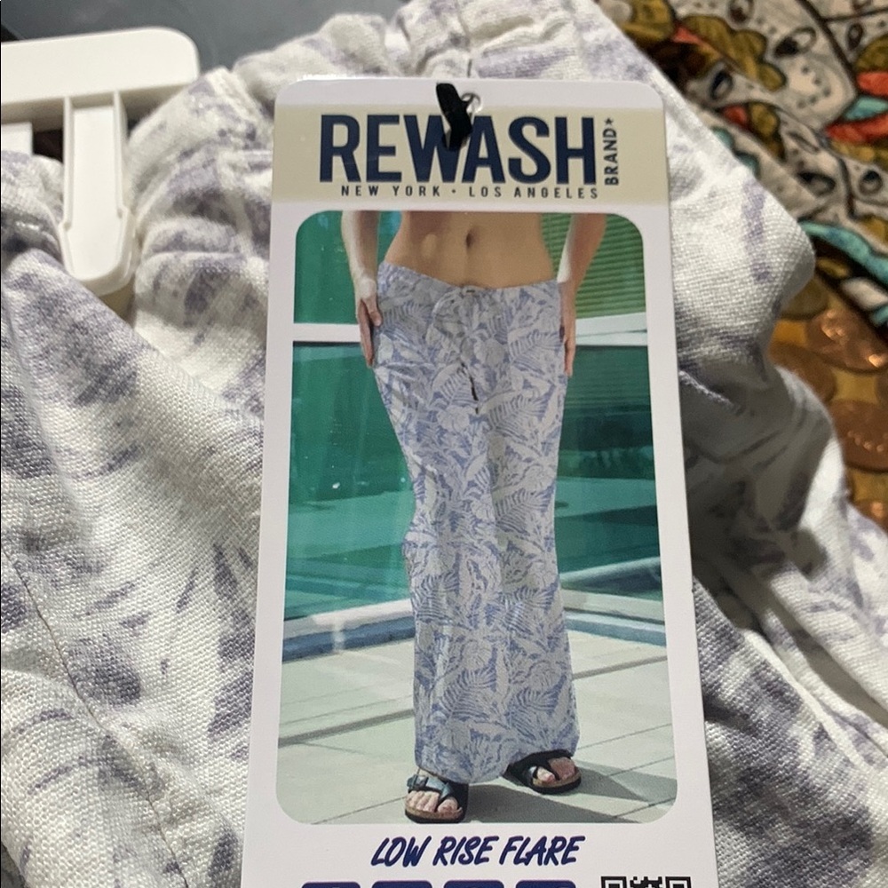 Rewash White and Purple Boot Cut Pants - Picture 7 of 7